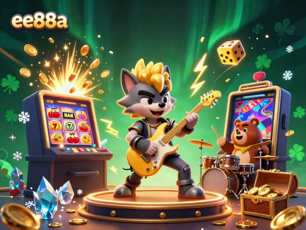 Experience thrilling jackpots at ee88a with a rock star wolf on stage and treasure explosions!