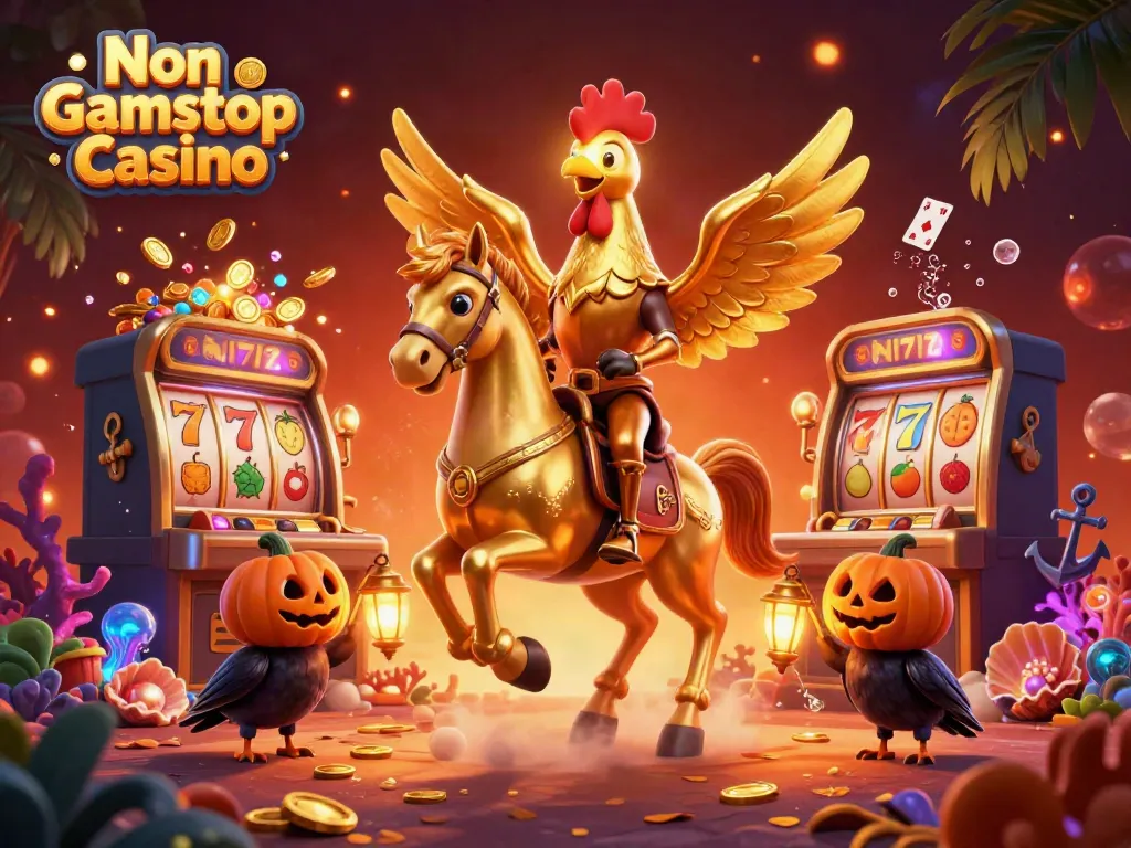 Experience thrilling gameplay at a Non Gamstop Casino with a vibrant 3D illustration of unique characters.