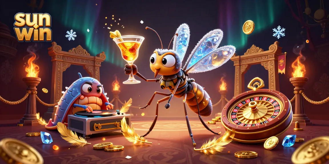Experience thrilling bets at sun win with vibrant 3D casino characters and golden coins.