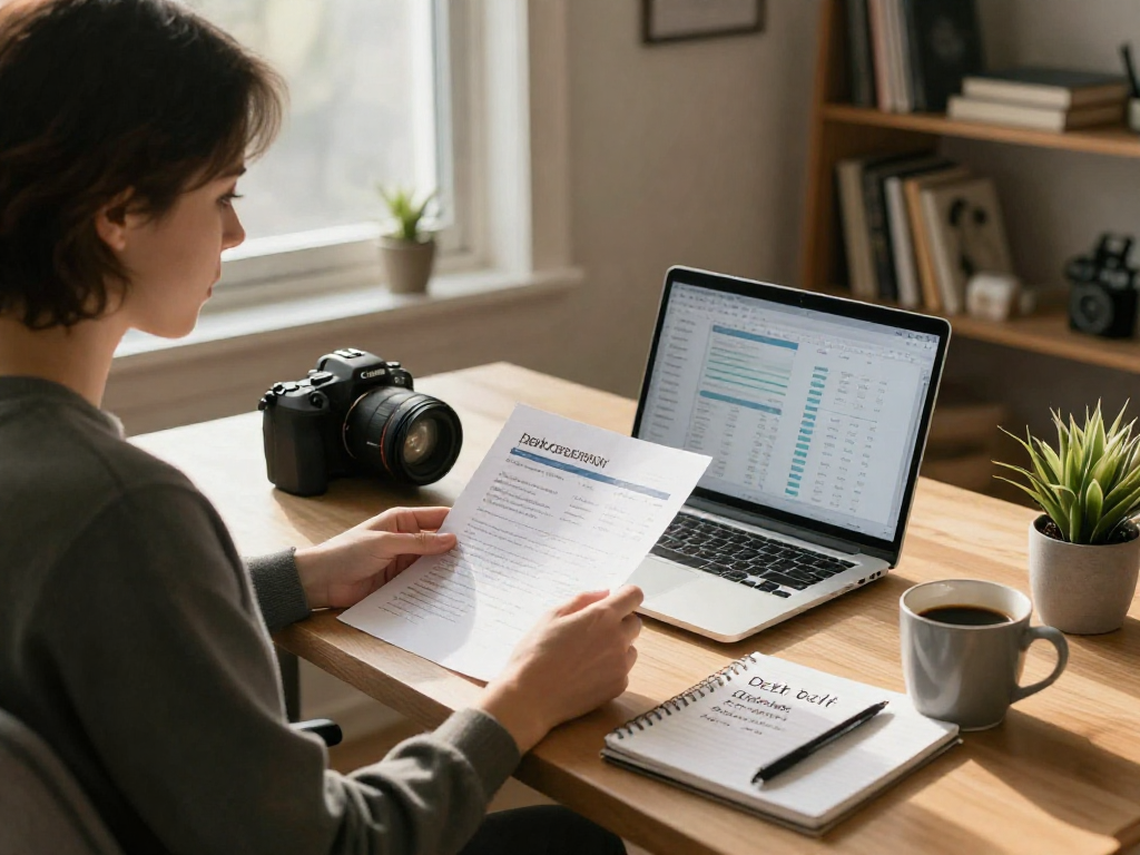 Individual reviewing finances in a serene home office, highlighting debt relief Canada.