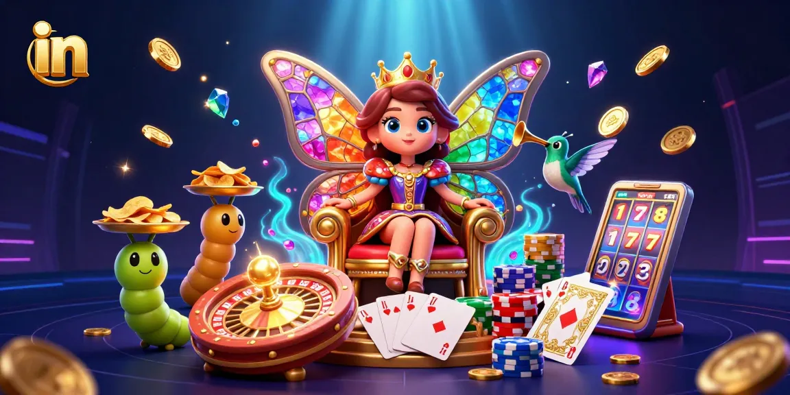 Engage in mesmerizing gaming fun in an enchanting butterfly-themed casino world with vibrant visuals.