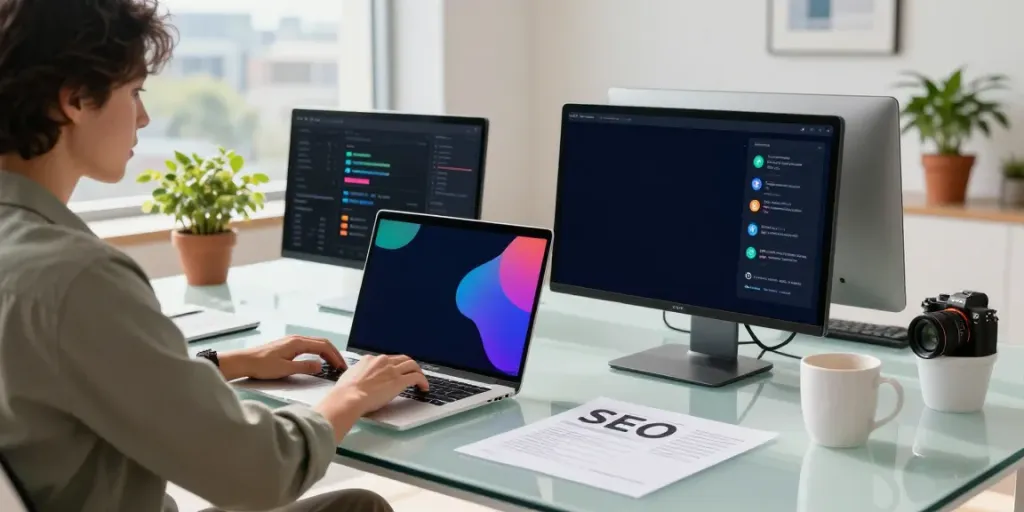 Expert digital marketer utilizing instant indexing strategies in a modern workspace.