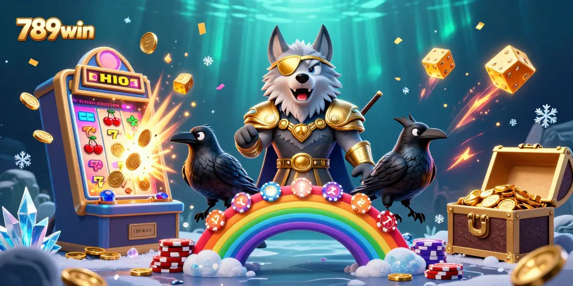 Win exciting jackpots with 789win's vibrant 3D casino illustration, showcasing dynamic gaming elements.